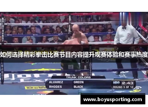 如何选择精彩拳击比赛节目内容提升观赛体验和赛事热度